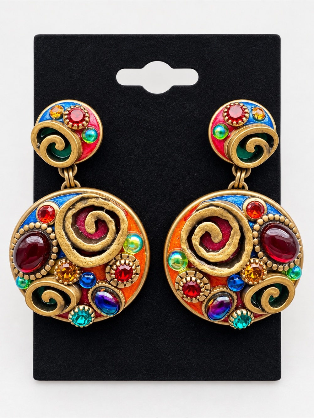 Michal Golan Confetti Swirl Vintage Statement Earrings